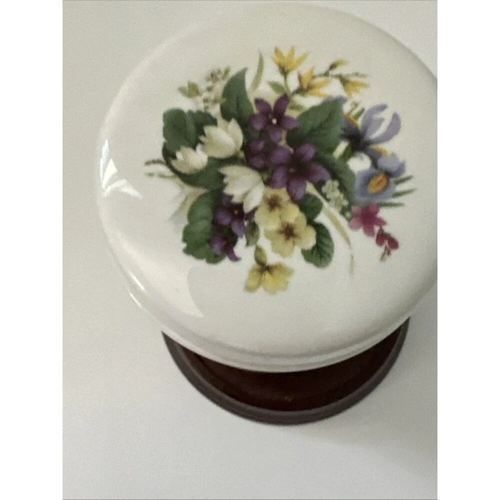 Vintage English Floral Tea Caddy Canister/Lid Kitchenware 60’s- 70’s Botanical